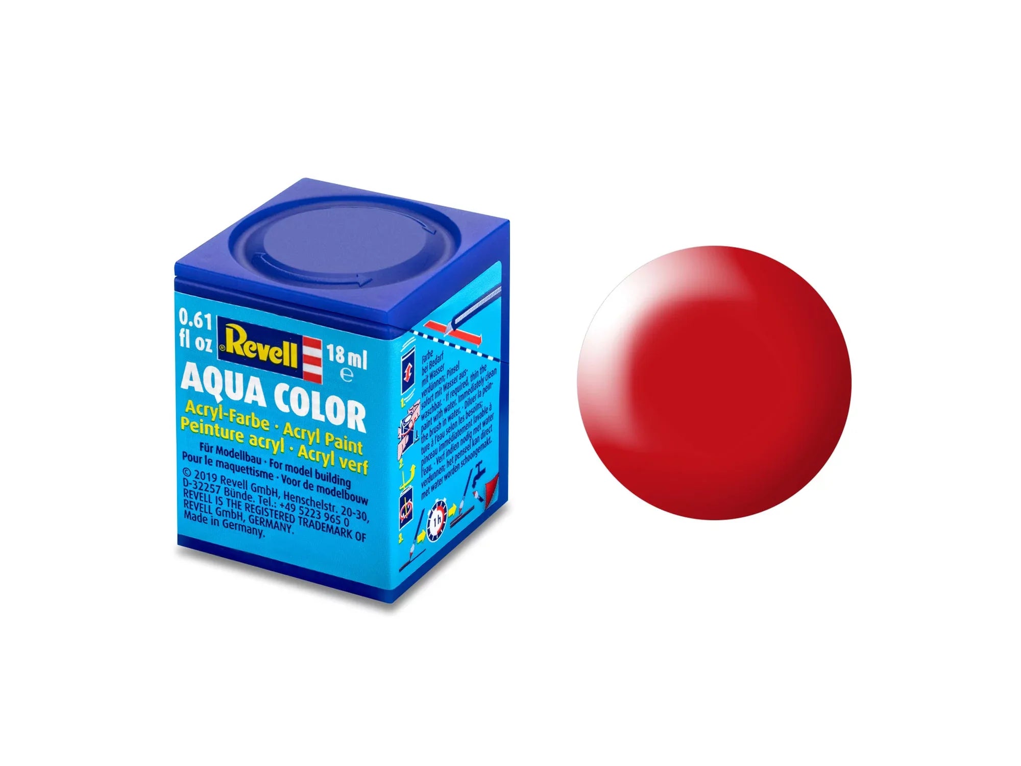 Revell  Revell Aqua Color 332 – Felrood, Zijdeglans 36332