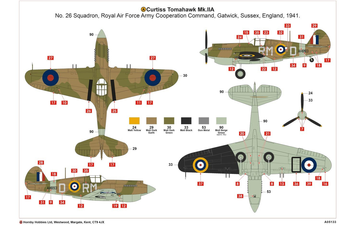 Airfix 1:48 Curtiss Tomahawk Mk.II A05133
