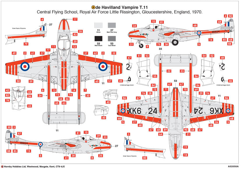 Airfix 1:72 De Havilland Vampire T.11/J-28C A02058A