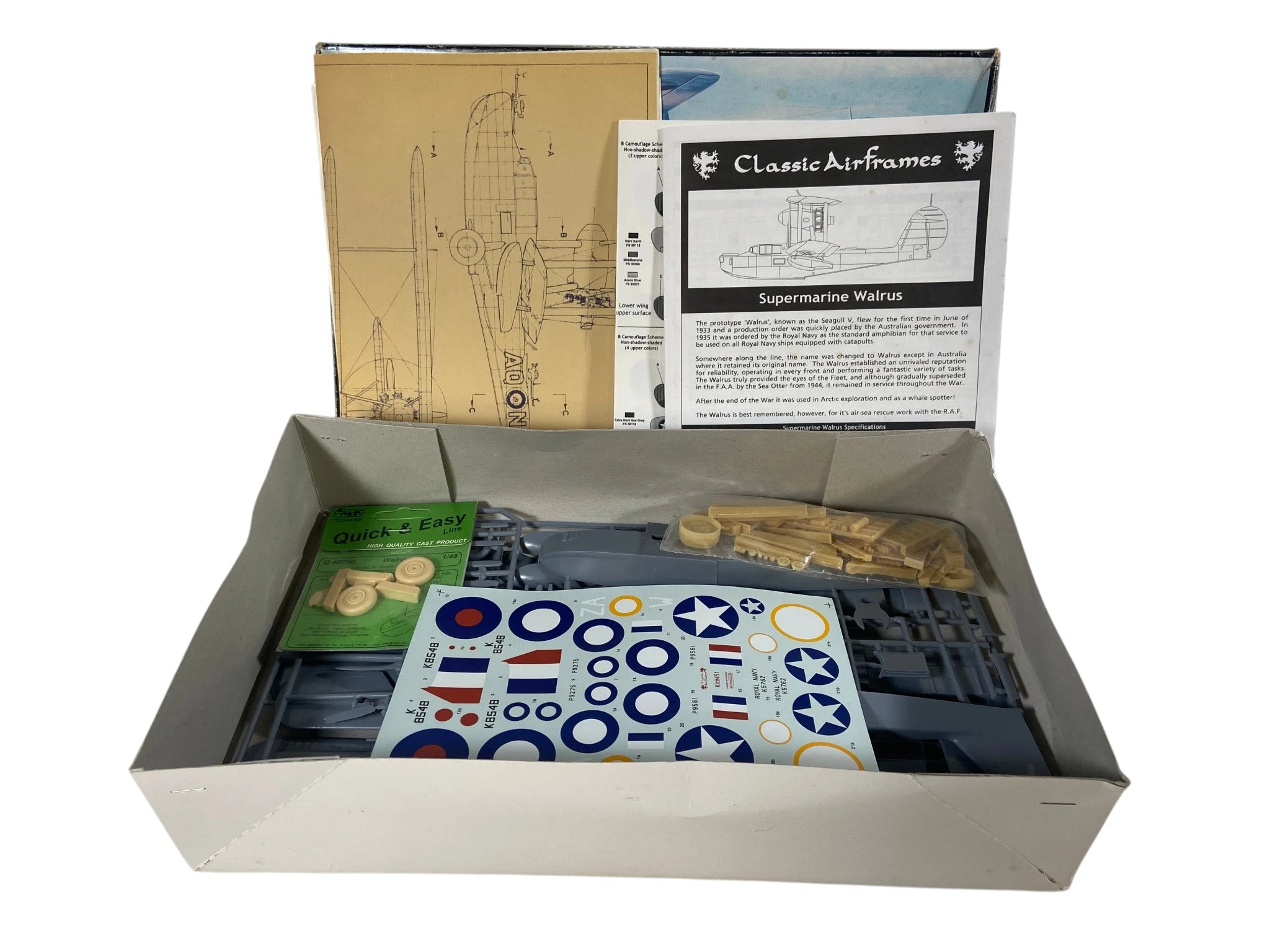 Classic Airframes 1:48 Supermarine Walrus incl. detail set 451