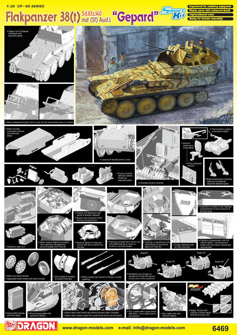 Dragon 1:35 Flakpanzer 38(t) Sd.Kfz.140 auf (sf) Ausf.L "Gepard" 6469