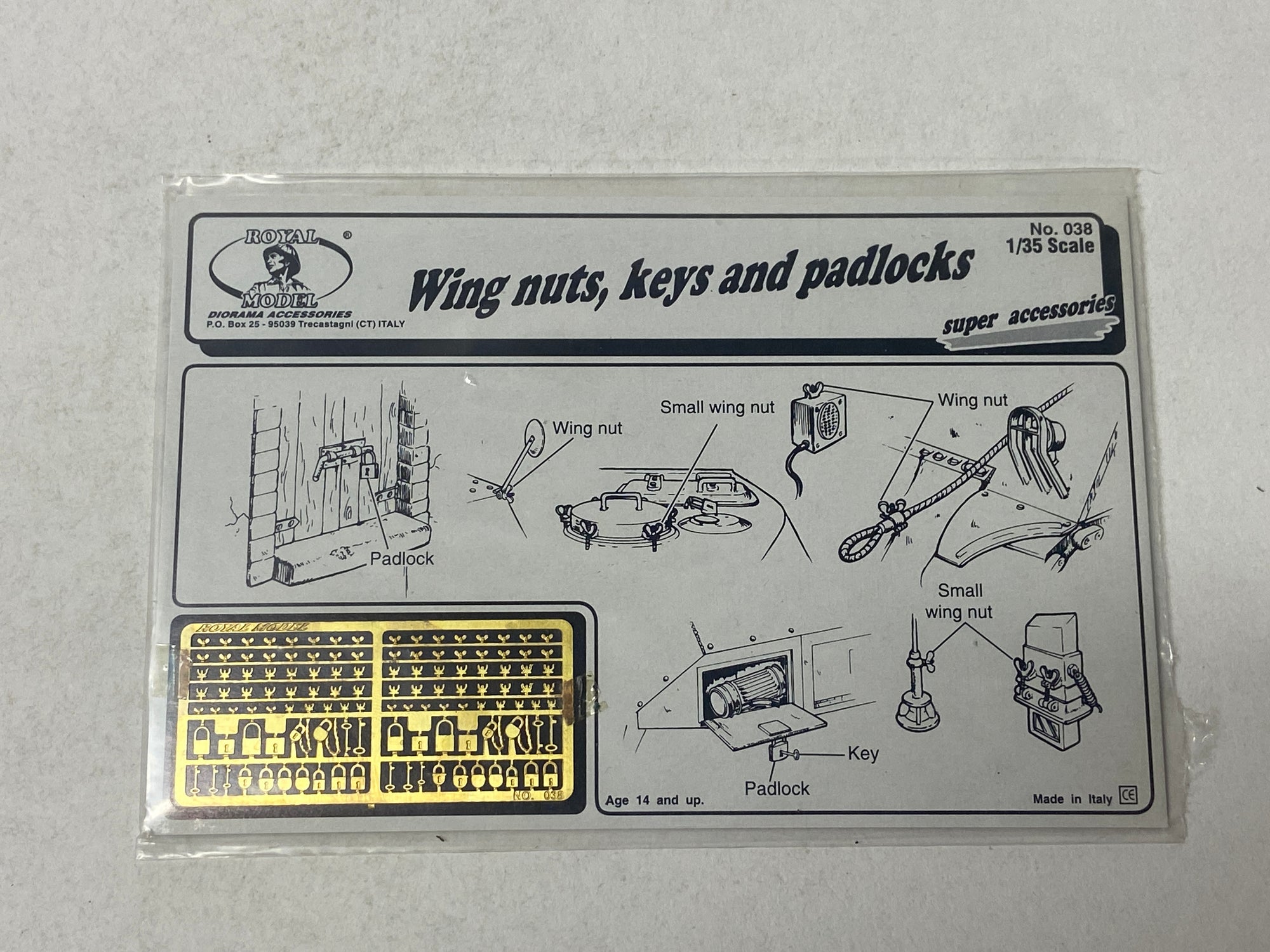 Wing nuts, keys and padlocks
