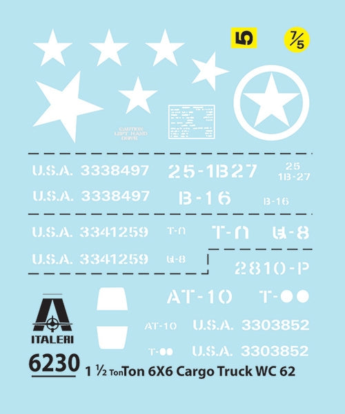 Italeri 1:35 1 1/2 ton 6x6 Cargo Truck WC 62 6230