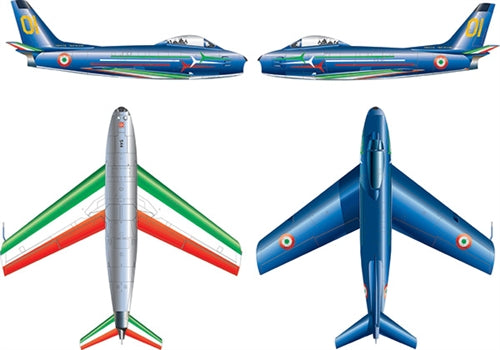 Italeri 1:72 MB 339 P.A.N. G-91 P.A.N. F-86 Aerobatic Teams Collection 1297