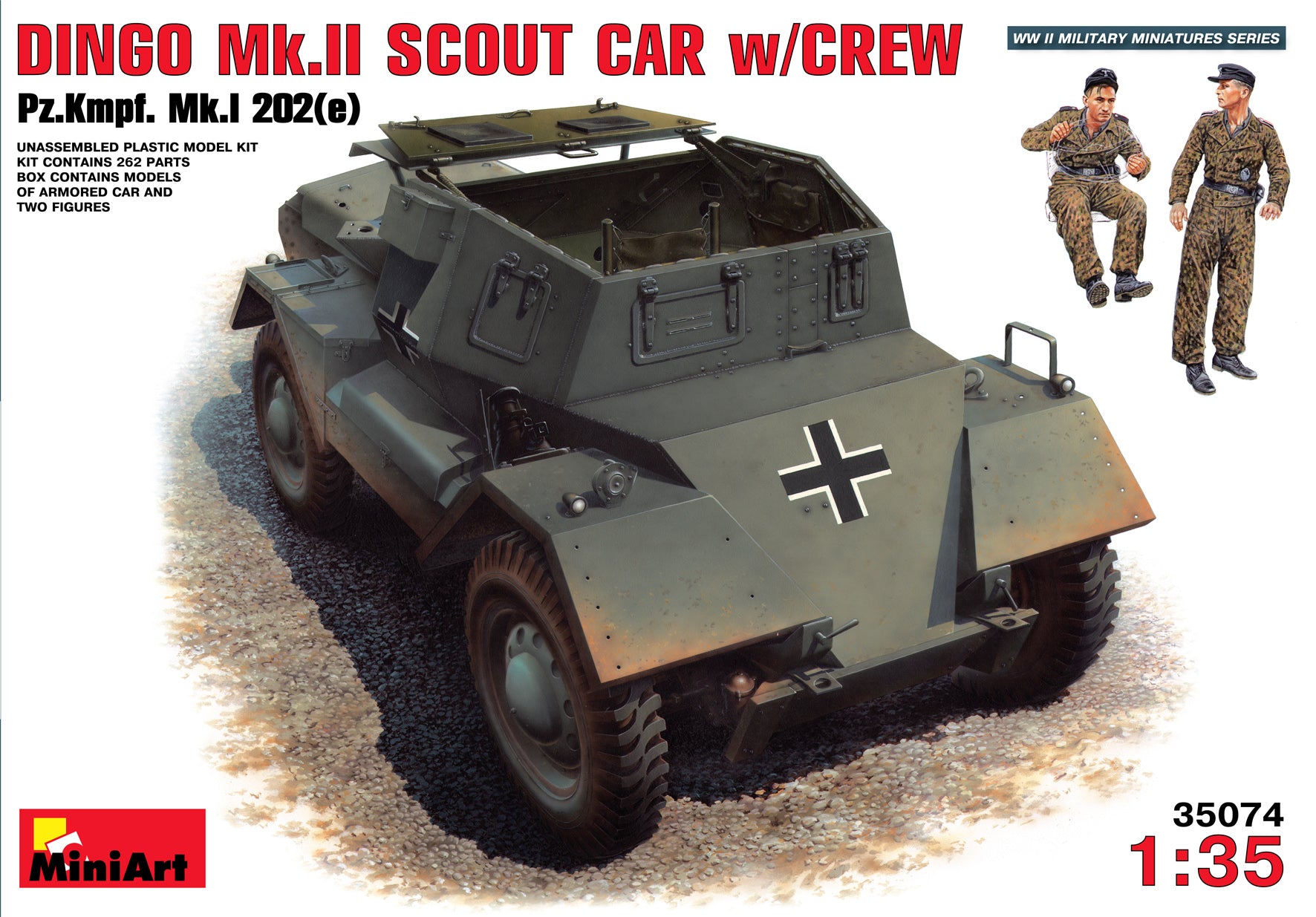 MiniArt 1:35 Dingo Mk.II Scout Car w/Crew Pz.Kmpf. Mk.I 202(e) 35074
