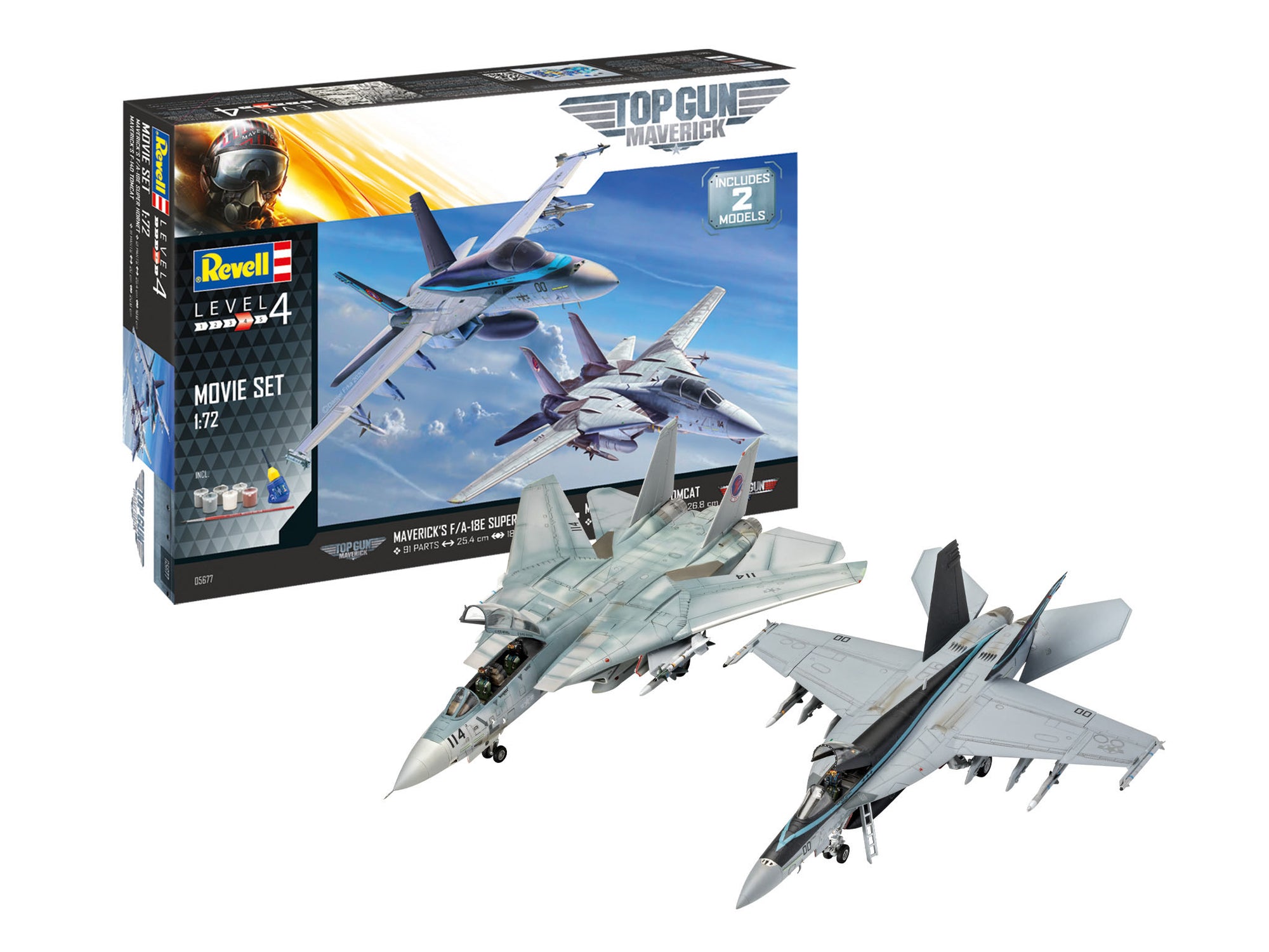 Revell 1:72 Top Gun Maverick F/A-18E Super Hornet & F-14D Tomcat 05677