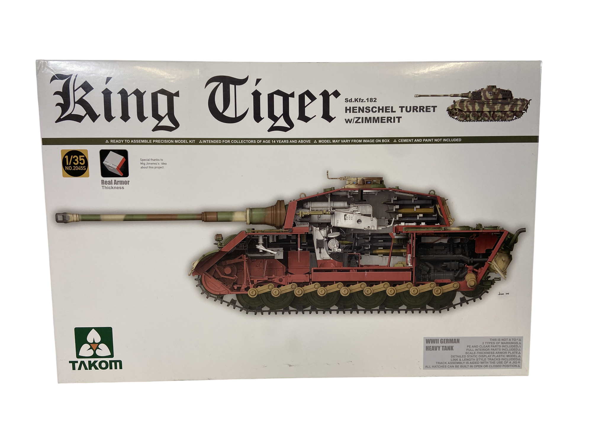 Takom 1:35 Sd.Kfz.182 King Tiger Henschel Turret w/Zimmerit incl. steel tracks 2045S