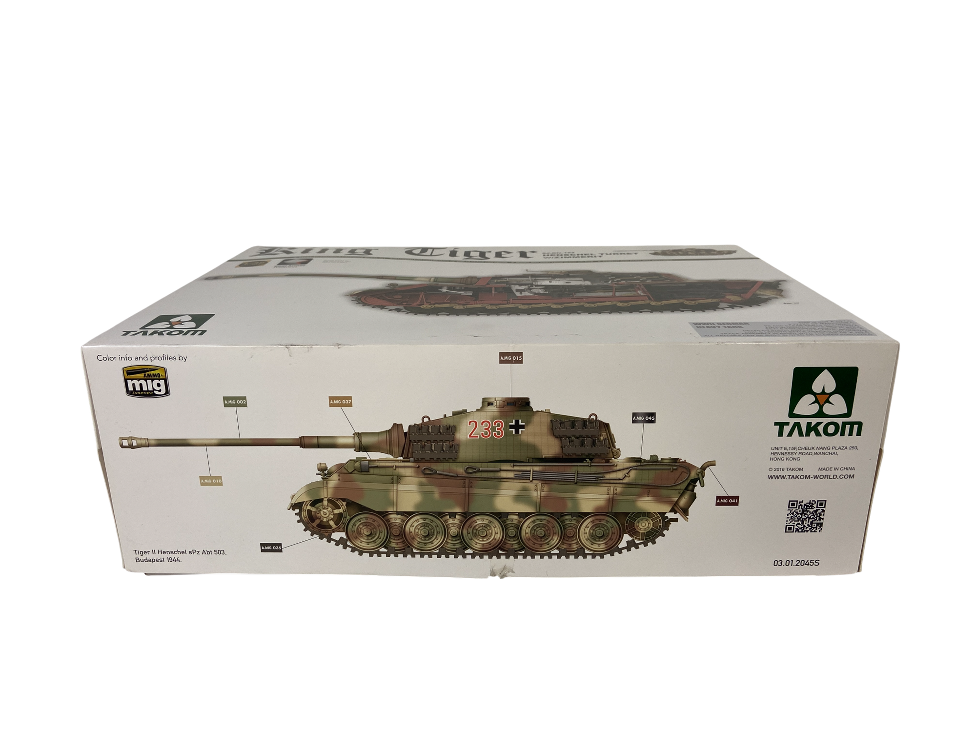 Takom 1:35 Sd.Kfz.182 King Tiger Henschel Turret w/Zimmerit incl. steel tracks 2045S