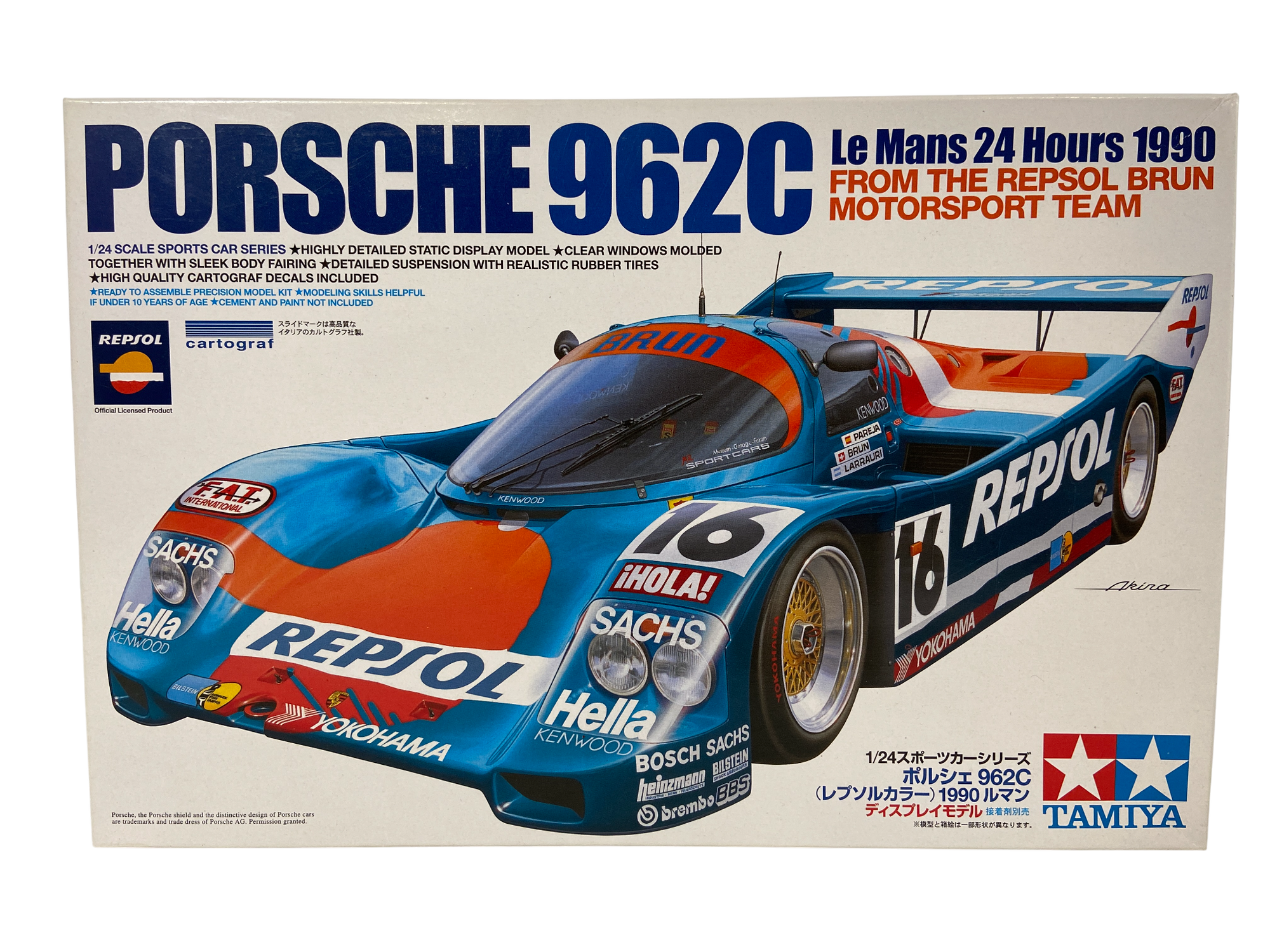 Tamiya 1:24 Porsche 962C Le Mans 24 Hours 1990 Repsol Brun Motorsport Team incl. verf 24313