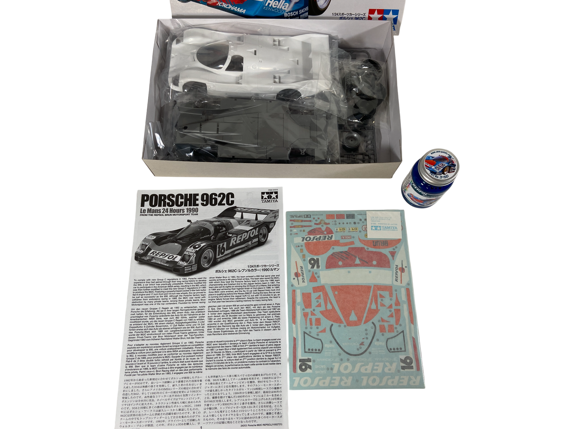 Tamiya 1:24 Porsche 962C Le Mans 24 Hours 1990 Repsol Brun Motorsport Team incl. verf 24313