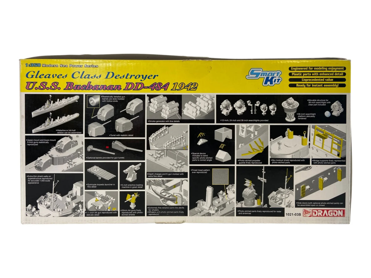 Dragon 1:350 Gleaves Class Destroyer U.S.S. Buchanan DD-484 1942 incl. PE set 1021