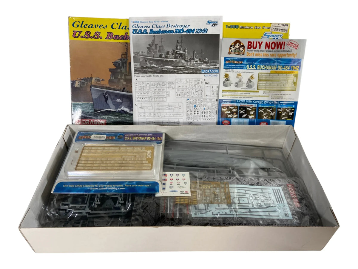 Dragon 1:350 Gleaves Class Destroyer U.S.S. Buchanan DD-484 1942 incl. PE set 1021