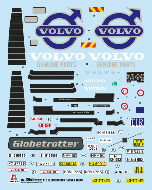 Italeri 1:24 Volvo F16 Globetrotter Canvas with elevator 3945